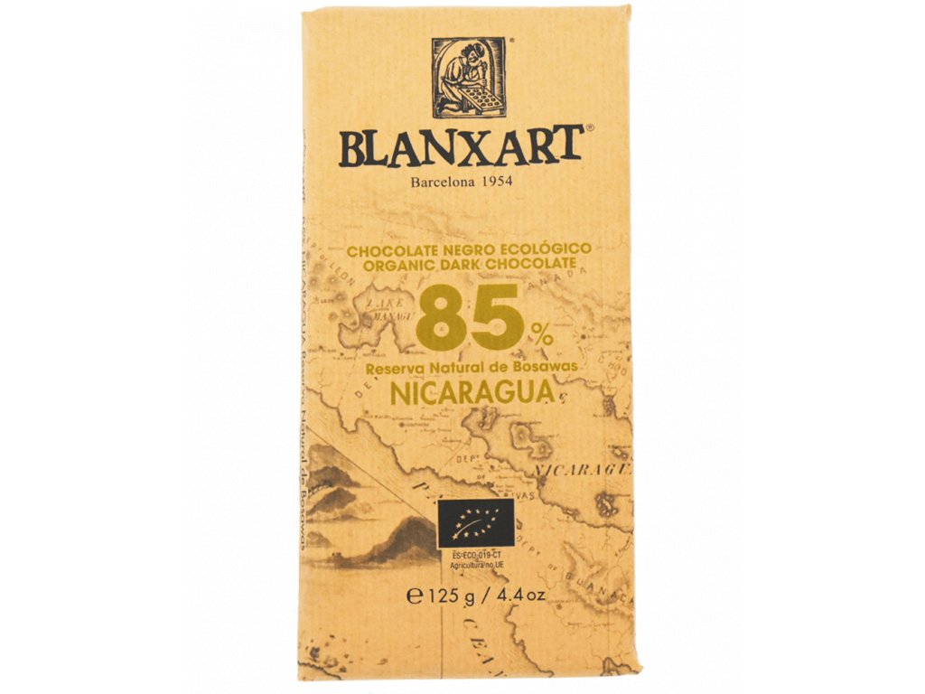 Organická hořká čokoláda Blanxart 85% Nicaragua