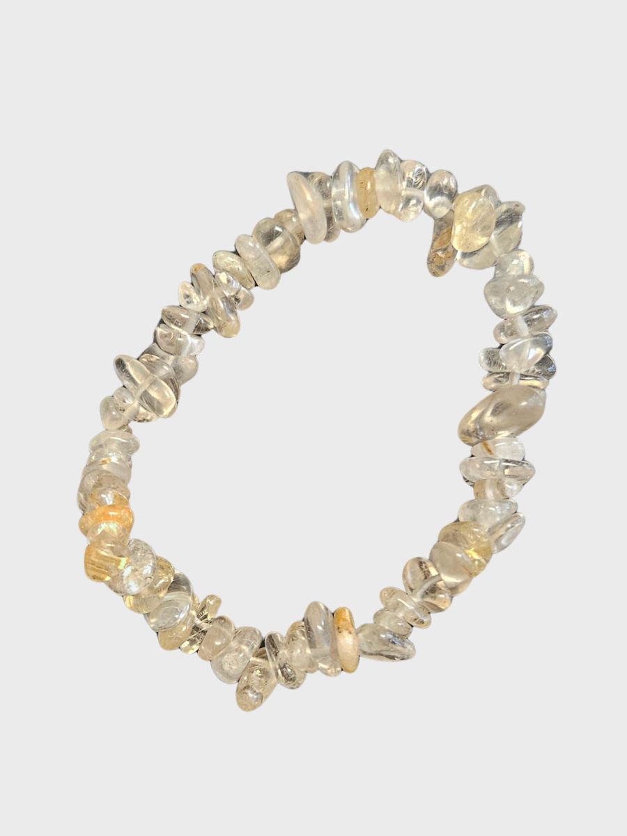 Náramek minerální sekaný – křišťál se zlatým rutilem